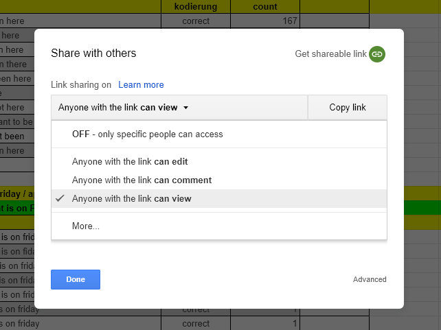 Screenshot Google Sheets Collaboration