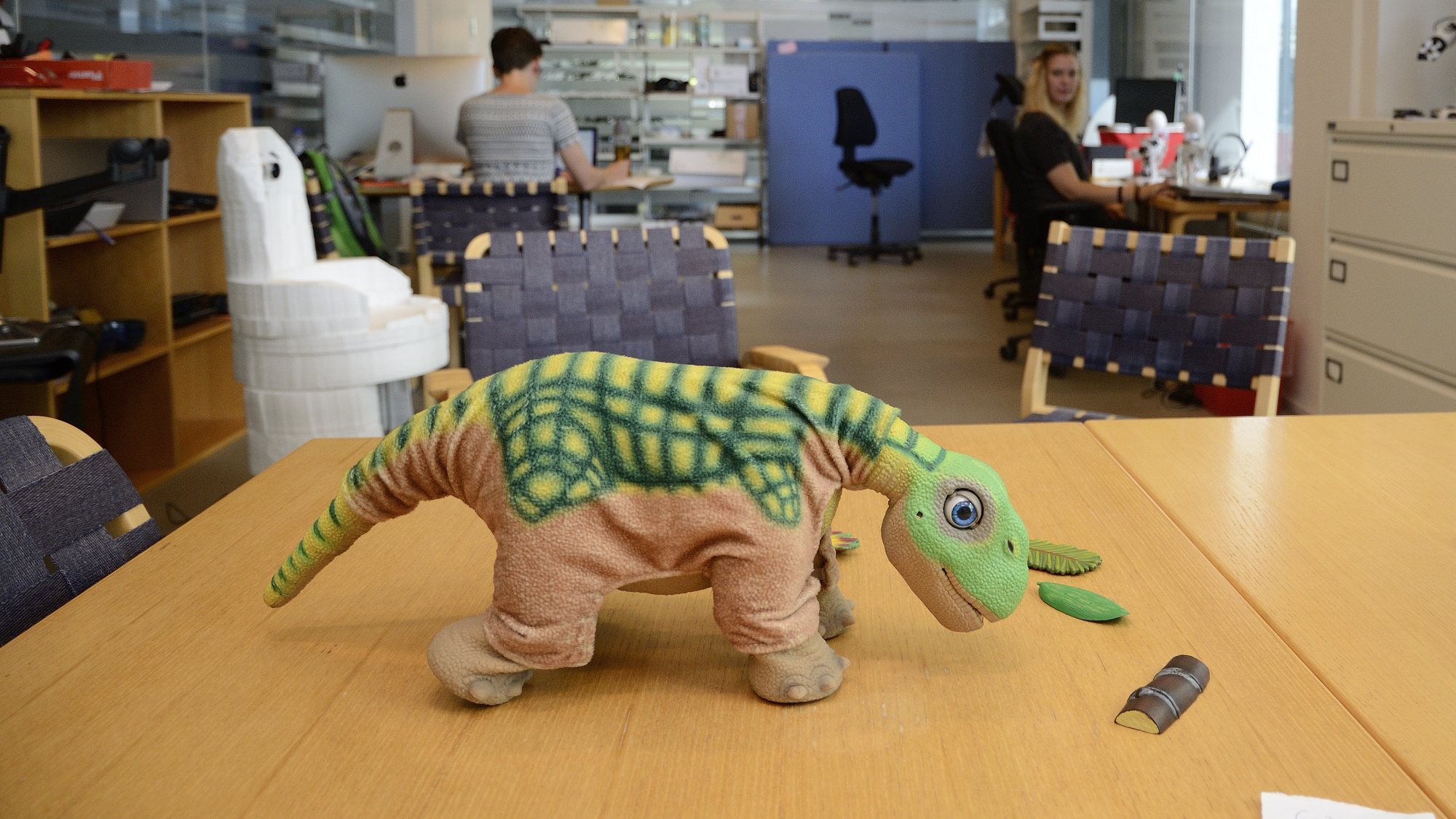 A Pleo robot craving for attention.
