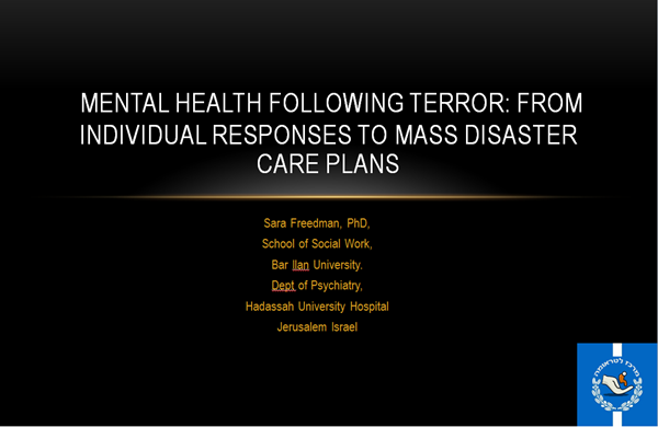 Sara Freedman - konference omkring optimering af den psykosociale indsats efter katastrofer eller terror