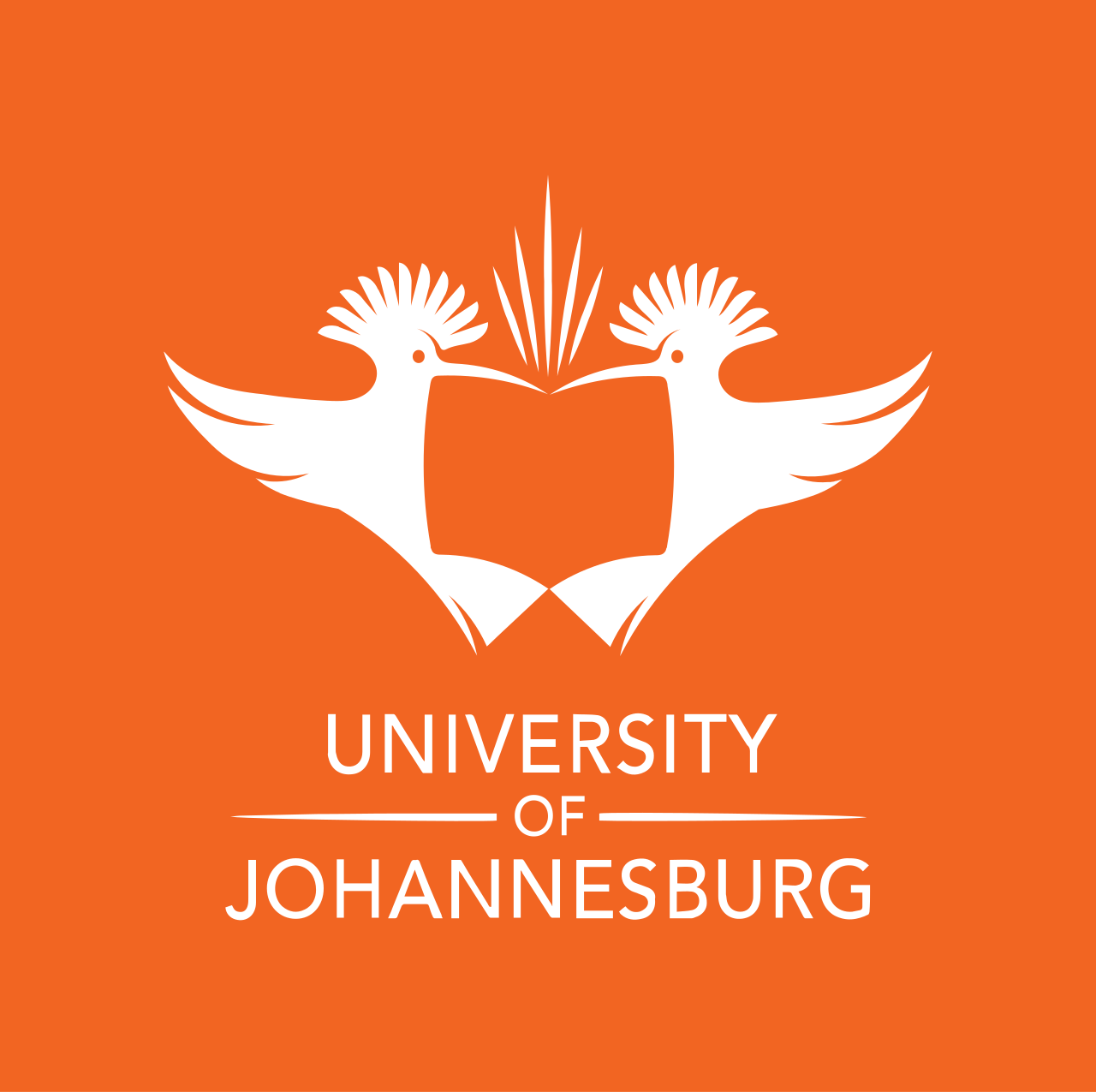 University of Johannesburg logo with a white crest above the text "UNIVERSITY OF JOHANNESBURG" on an orange background.