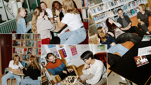 Kollage med billeder af studerende fra SDU i forskellige sociale sammenhænge