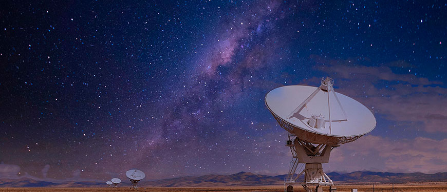 Telescope pointing at night sky