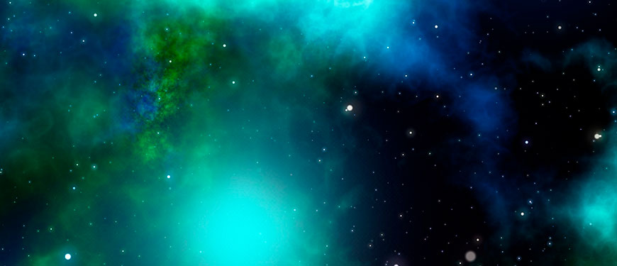 Look into space with dust clouds and stars