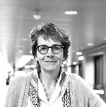 Black and white portrait of Mette Præst Knudsen