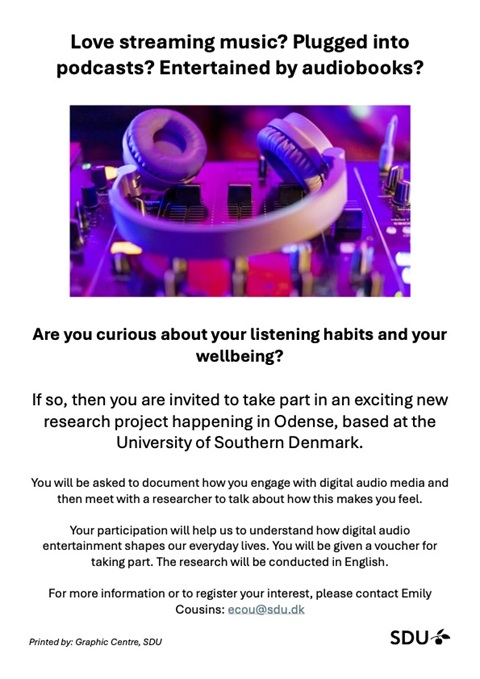 Recruitment poster for study on audio and sound well-being