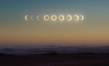 The Solar Eclipse on 26 December 2019. Composite image of the eclipse phases.