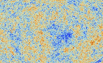 Section of the anisotropies of the cosmic microwave background (CMB) as observed by Planck.