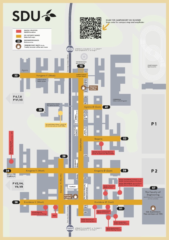 Kort over SDU, Odense, hvor FNUG er markeret