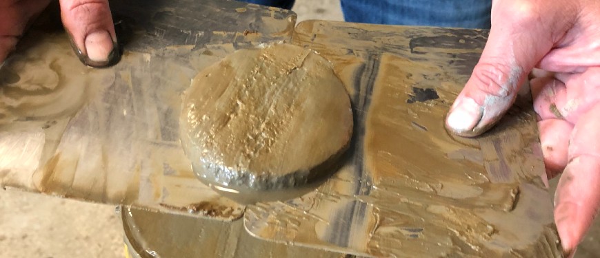 Sediment core from Atacama Trench being cut up