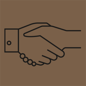 Icon of handshake, SDU.
