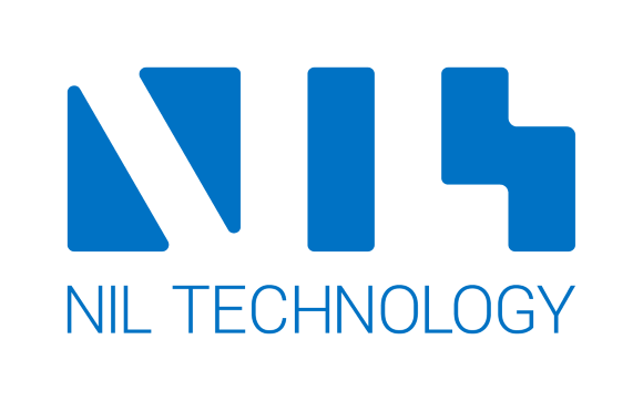 NIL TECHNOLOGY logo in blue with geometric symbol shapes above the text.