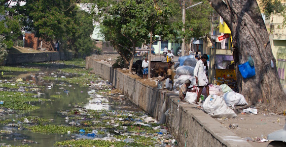 Polluted river in India