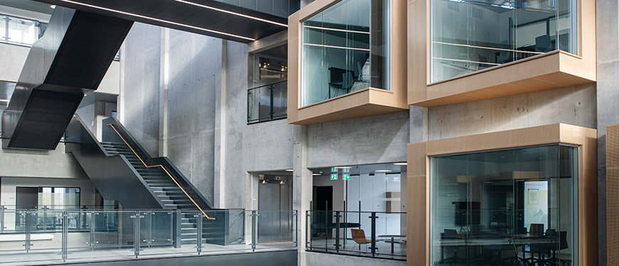 Maersk building at SDU with stairs and group rooms