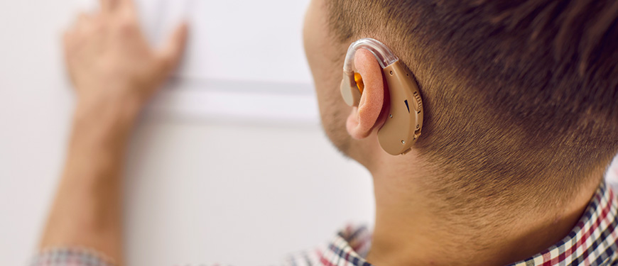 Man wearing a hearing aid