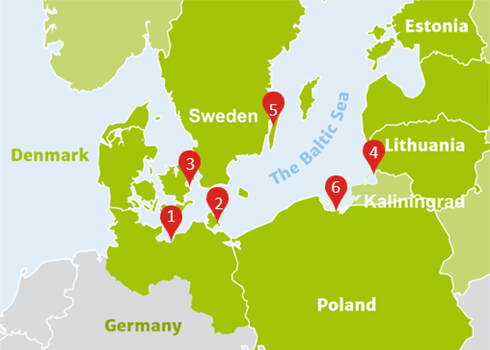 Graphic of map over the Baltic states and sea