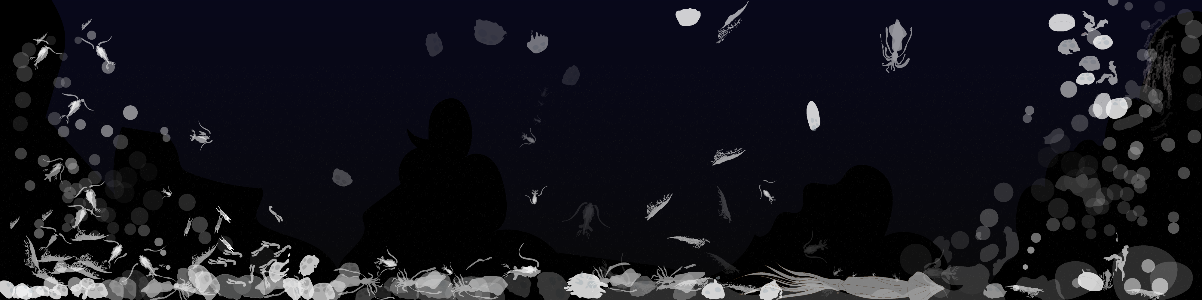 Illustration der viser de døde dyr på bunden af havet.