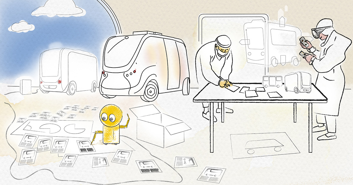 Illustration af ai-robot på en virksomhed