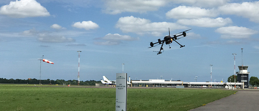 Drone flying at Hans Christian Andersen Airport