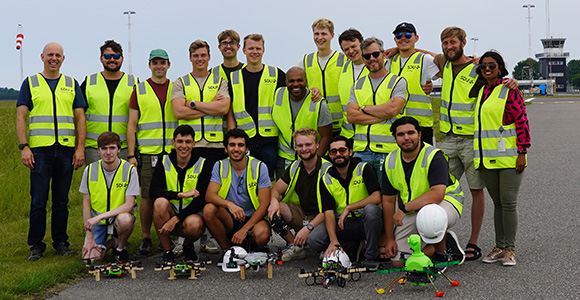 Group photo at HCA Airport with the cool drone results