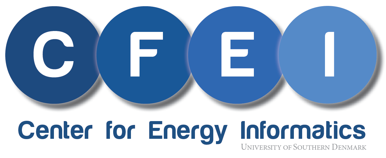 CFEI logo with four blue circles containing the letters "CFEI" above the text "Center for Energy Informatics" and "UNIVERSITY OF SOUTHERN DENMARK".