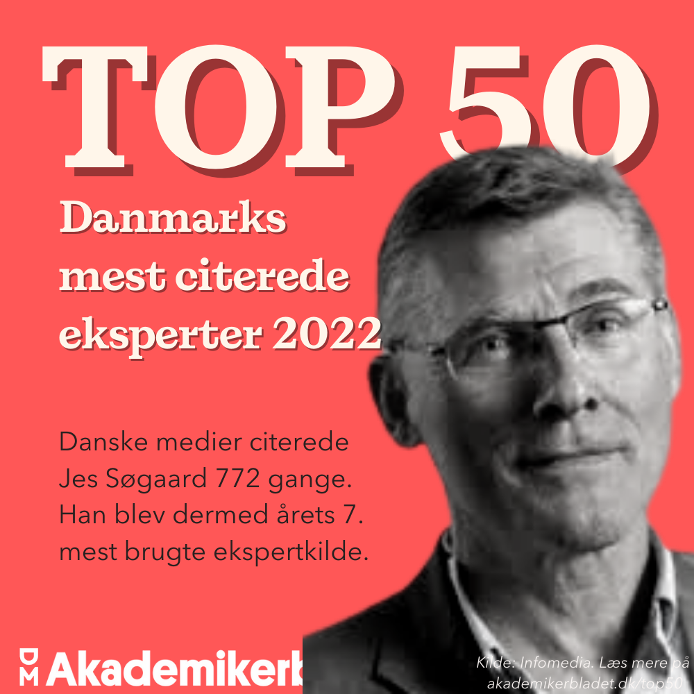 Jes Søgaard is among the most cited experts in Danish media