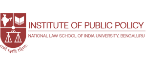 Red logo with a shield emblem and the text “INSTITUTE OF PUBLIC POLICY” and “NATIONAL LAW SCHOOL OF INDIA UNIVERSITY, BENGALURU”.