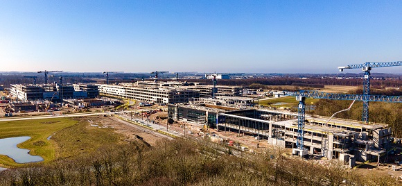 Dronebillede af Nyt SUND-byggeriet 31. marts 2021