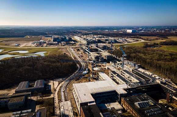 Dronebillede af Nyt SUND-byggeriet 31. marts 2021