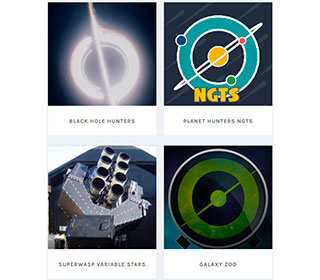 Logoer fra forskellige dataopsamlingsprojekter med data fra rummet