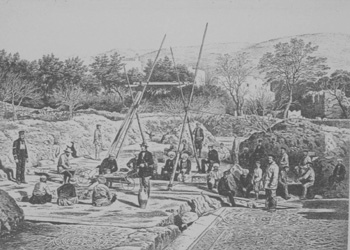 The excavations conducted by C.T. Newton in 1856, view from the west. The part excavated by C.T. Newton.
