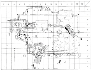 Fig. 3. Plan of the foundation-cutting, the Quadrangle (from the Maussolleion at Halikarnassos vol. 4, fig. 1, 57)