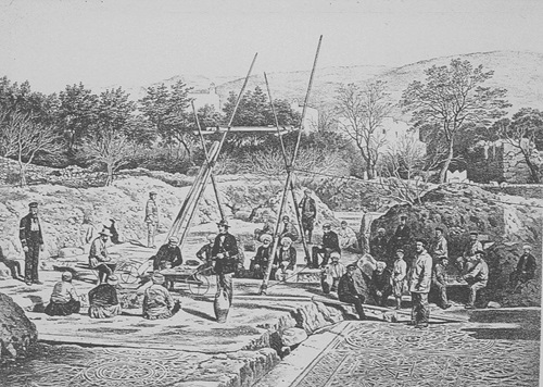 General view of the excavation of the so-called Roman Villa in 1856
