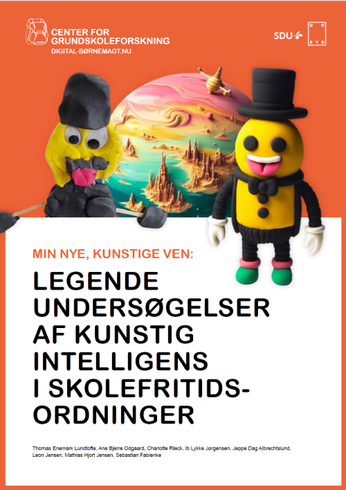 Forsiden af rapporten: Min nye kunstige ven: Legende undersøgelser af kunstig intelligens i skolefritidsordninger