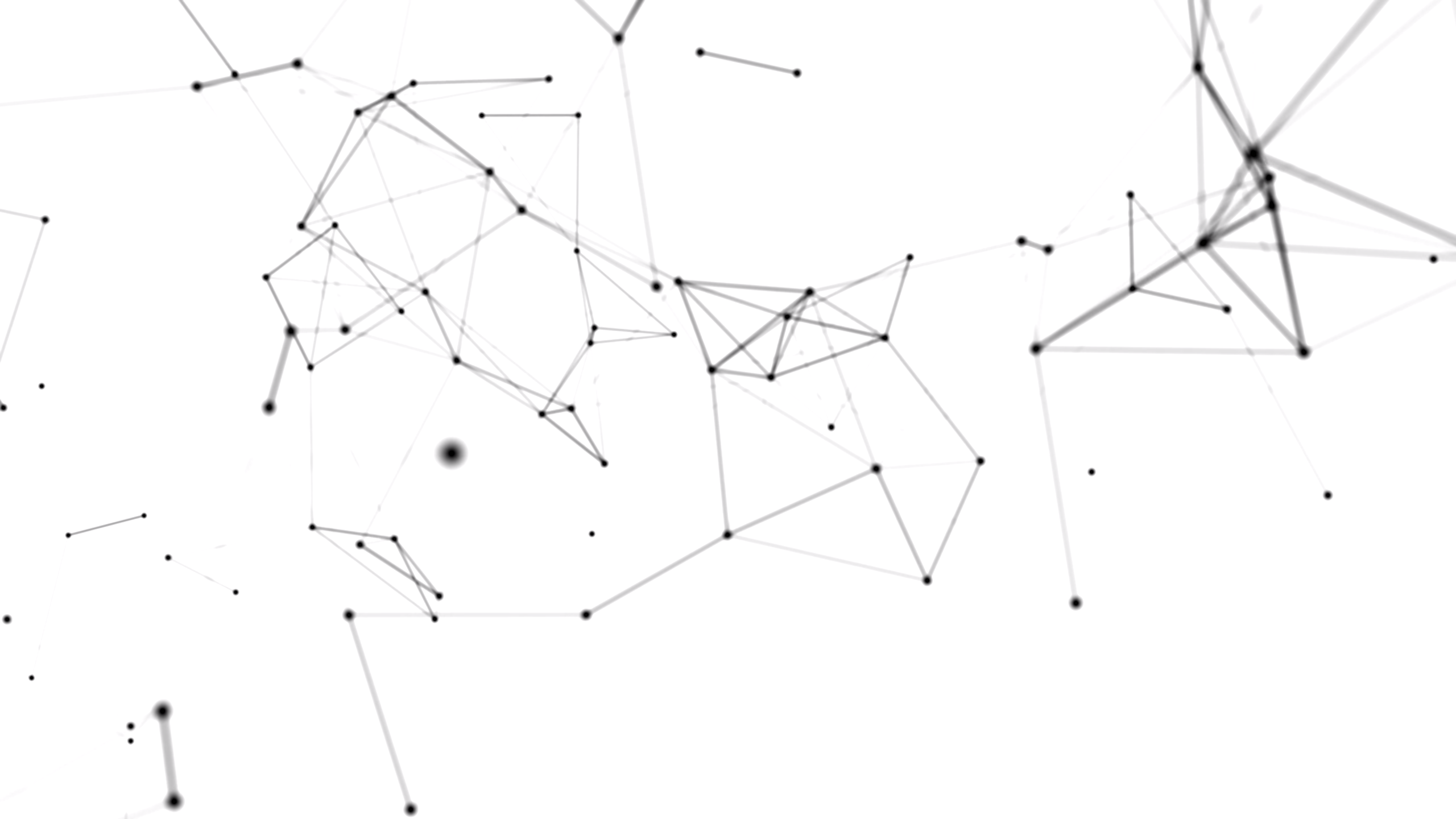Abstract network of black nodes and thin connecting lines on a light background.