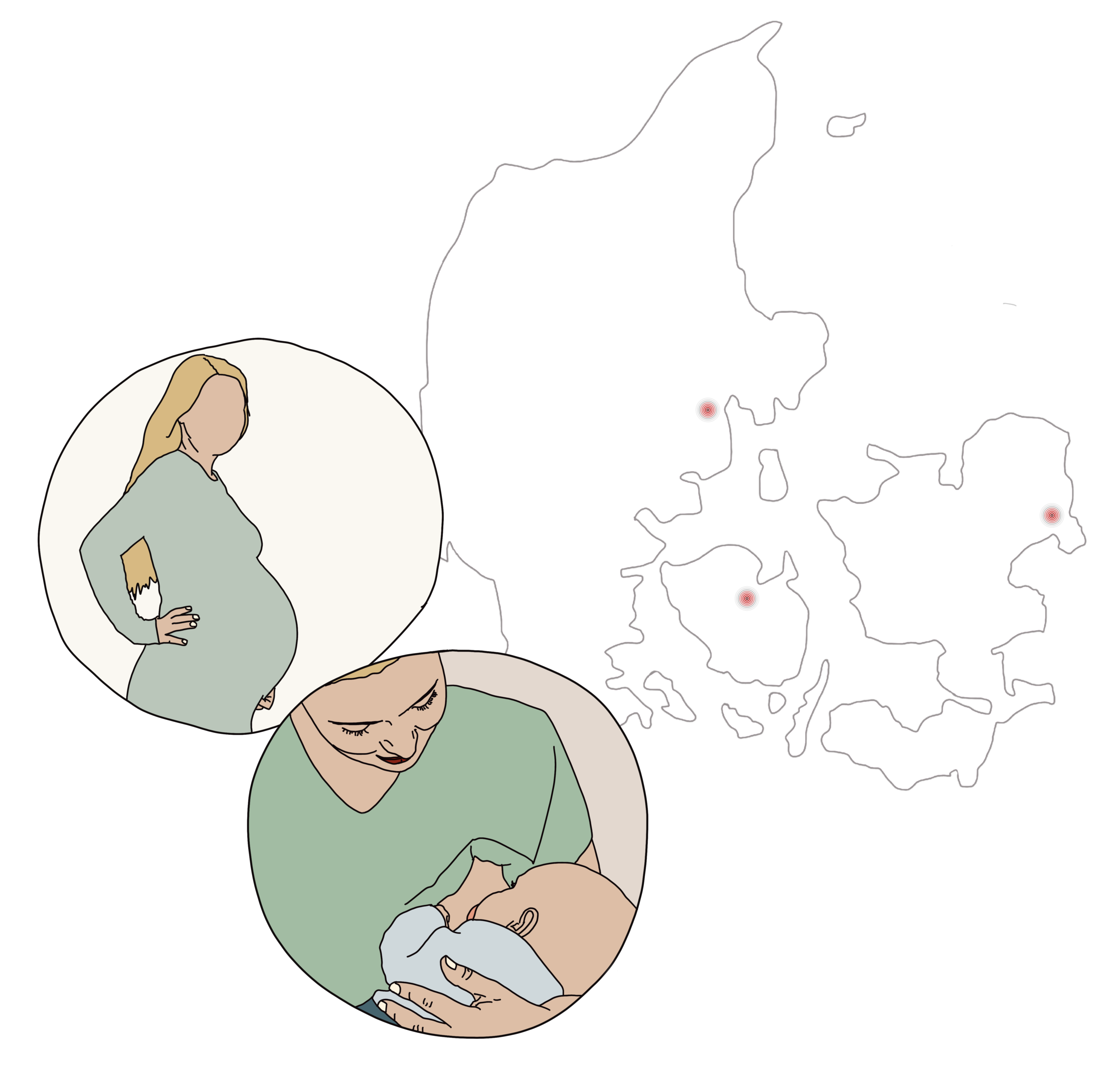 Illustration af gravid og ammende