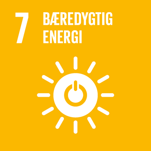 Verdensmål #7 ikon: Bæredygtig energi. Hvid på gul baggrund.