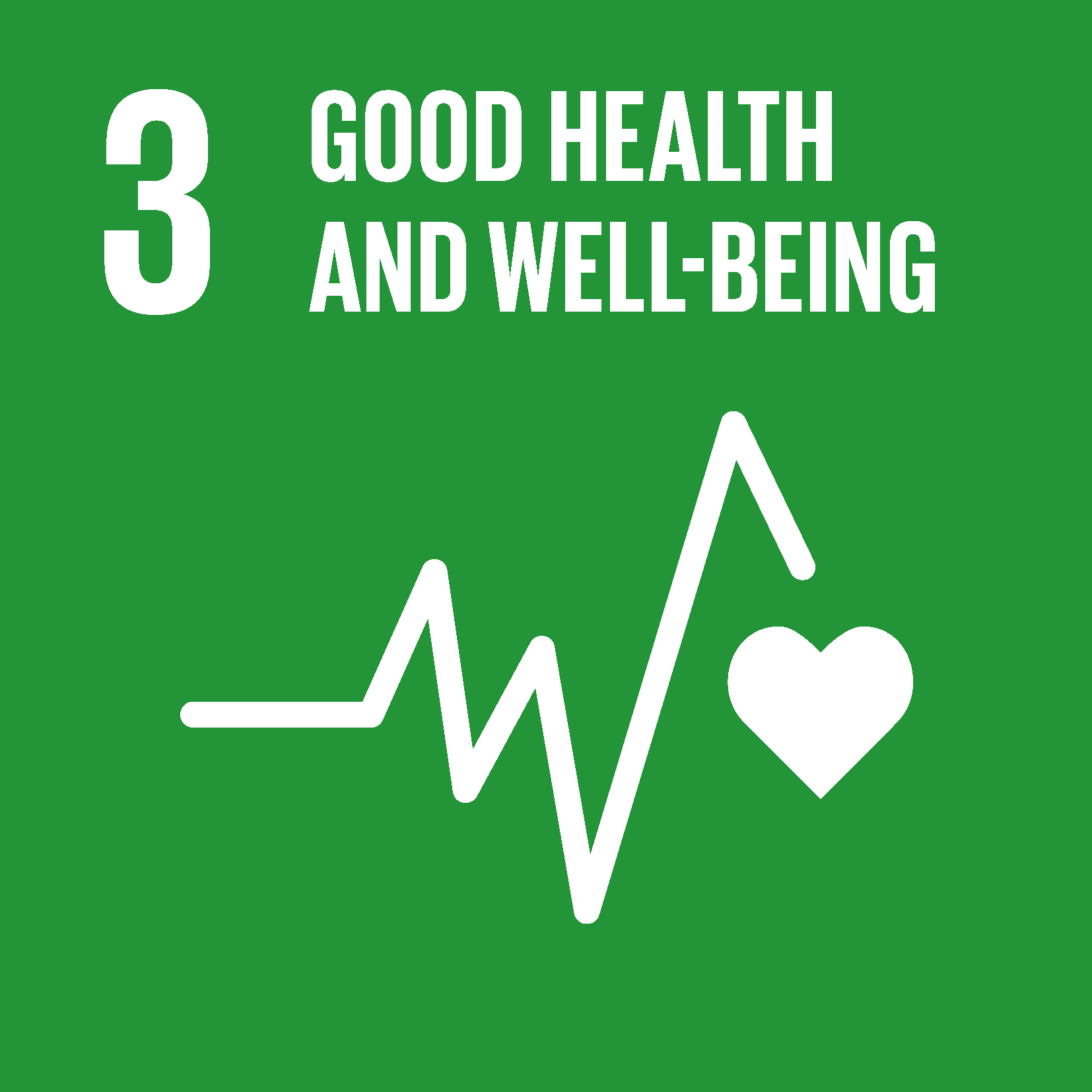 SDG #6 icon: Good health and well-being. White on green background.
