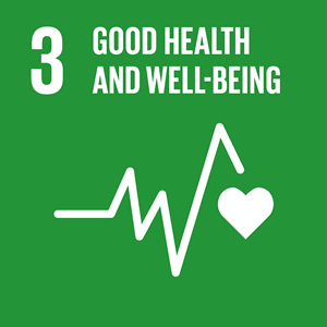 SDG #6 icon: Good health and well-being. White on green background.
