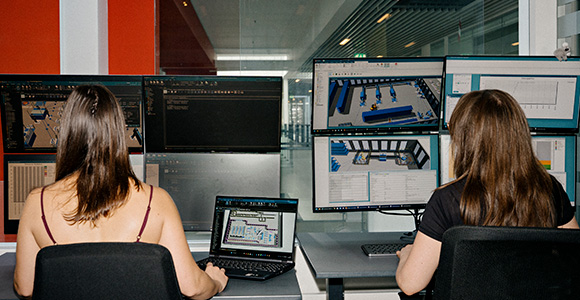 Students looking at computer screens
