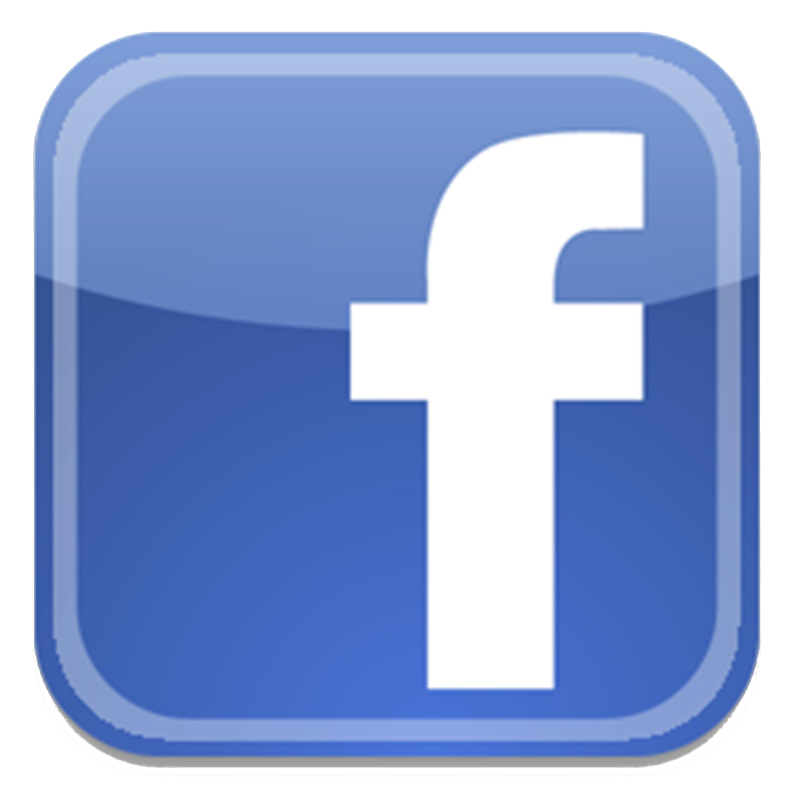 Facebook-logo med hvidt "f" på blå, afrundet firkant.