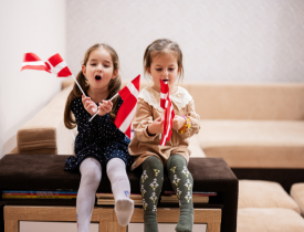 Children with Danish flags