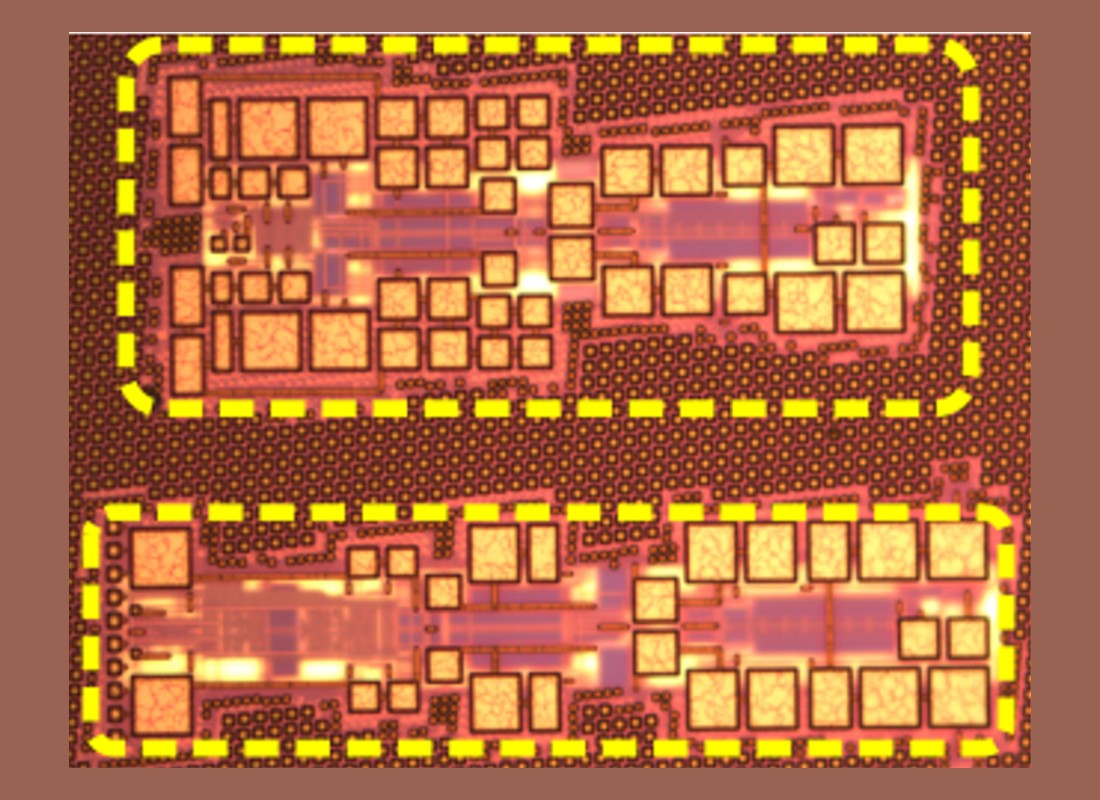 Microscope photo of a chip for brain-computer interfaces