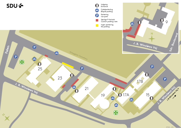 Map of the parking spaces at Winsløwparken