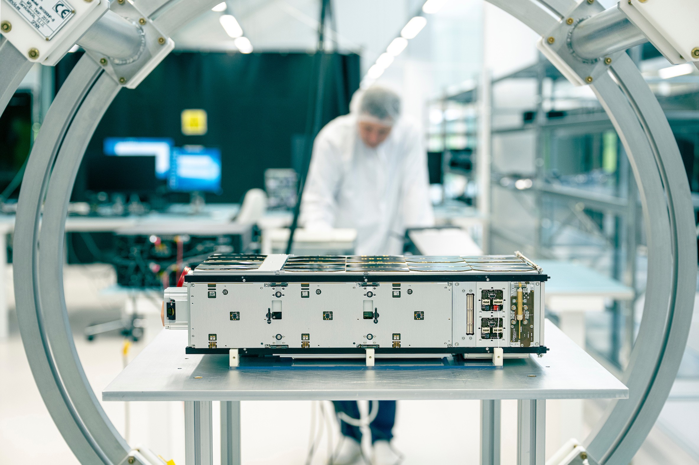 Lab and technical device seen through round circle