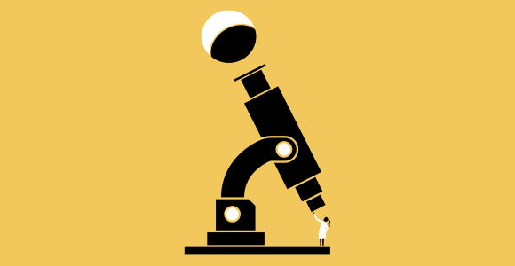 En illustration af et teleskop brugt til at vise muligheden for at møde SDU