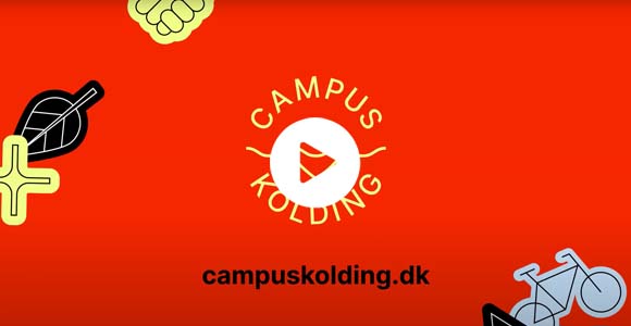 Et rødt skærmbillede fra en video brugt til at illustrere, hvad man kan opleve på SDU i Kolding