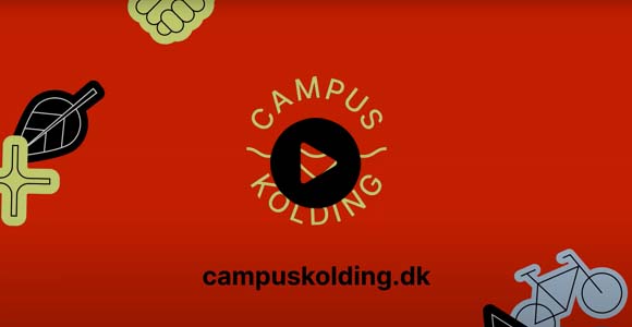Et rødt skærmbillede fra en video brugt til at illustrere, hvad man kan opleve på SDU i Kolding