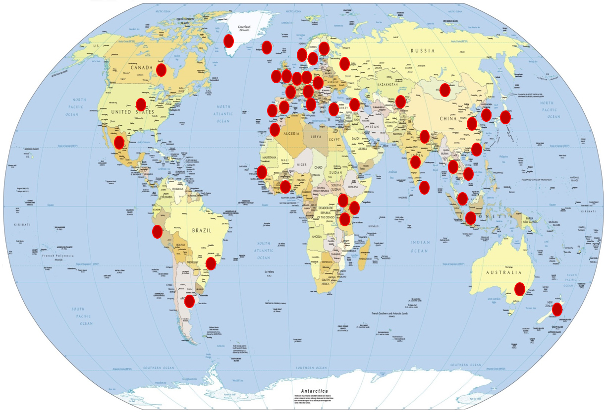 World map, Bachelor projects, Market and Management Anthropology, MMA, SDU