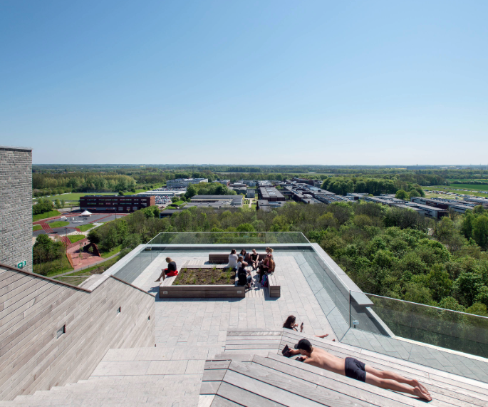 The roof top view of campus house