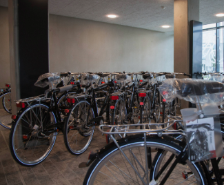 Bicycle area in campus house Odense, SDU